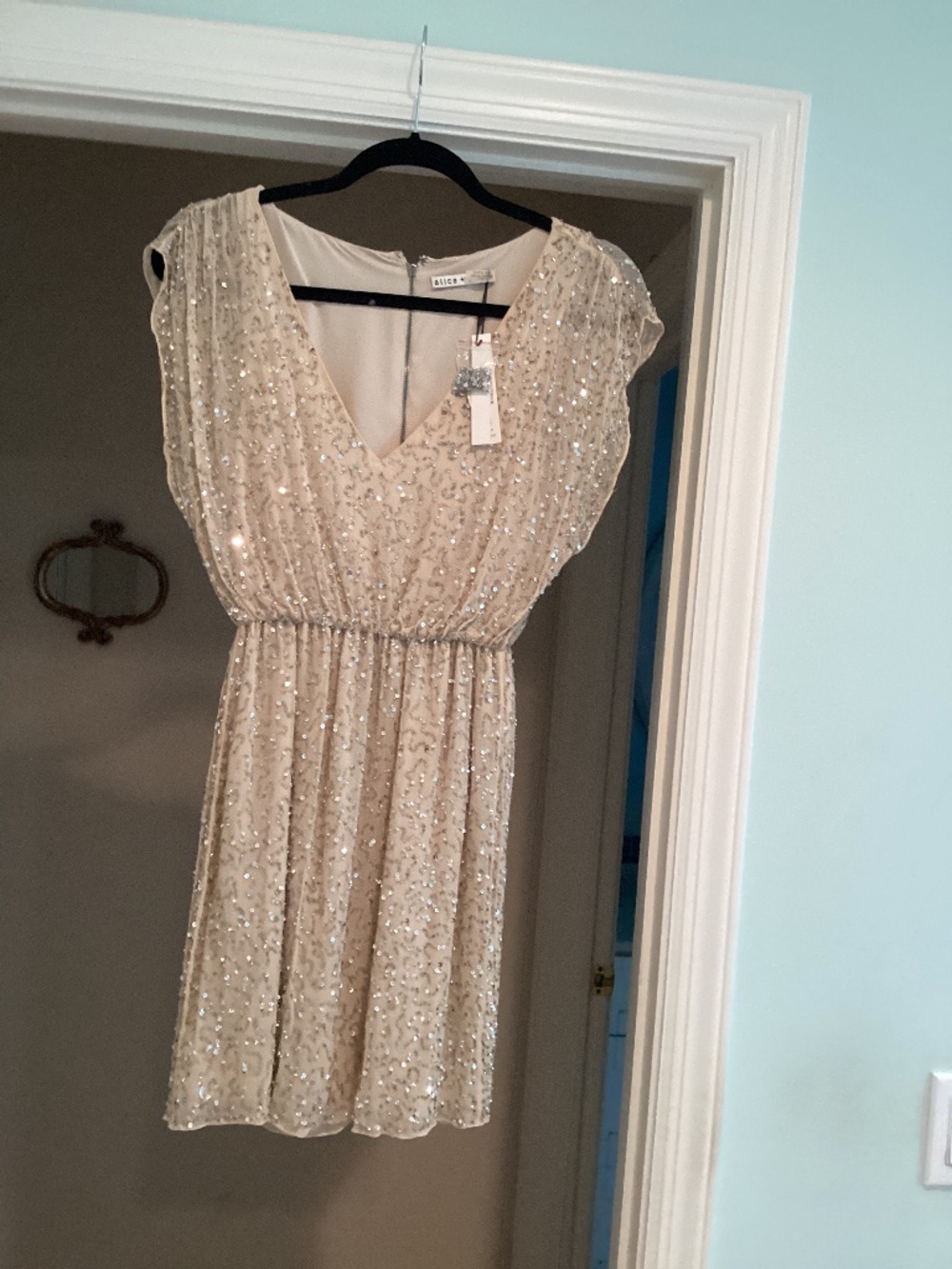 Alice & Olivia beaded champagne special event dress. Size XS